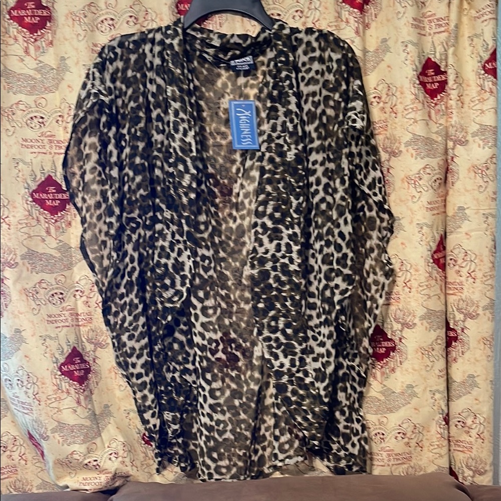Animal Print Sheer Kimono